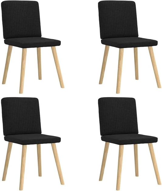 4-Piece Black Fabric Dining Chairs Set with Metal Frame, Modern Farmhouse Kitchen Chairs for Dining Room Living Room Comedor and Restaurant