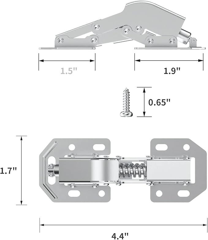 Chibery 4 Pack 90 Degree Soft Close Surface Mount Spring Hinges, Easy Installation No Pre-drilled, Noiseless Frameless Hidden Concealed Kitchen Cabinet Hinge for Cupboard Folded Replacement Hardware