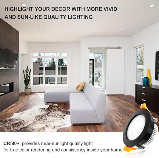 YGS-Tech 2 Inch LED Recessed Lighting, Dimmable Downlight 3W(35W Halogen Equivalent), CRI80, 4000K Natural White Ceiling Light with LED Driver(4 Pack)