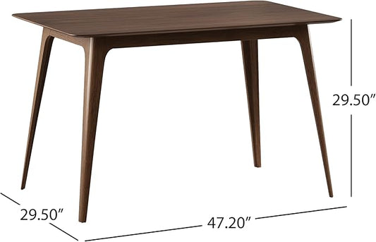 Mid - Century Modern Solid Wood Table with 4 Farmhouse Pcs Tapered Dining Table Legs for Kitchen Island, Bench - Natural Hardwood Replacement Legs (Walnut)