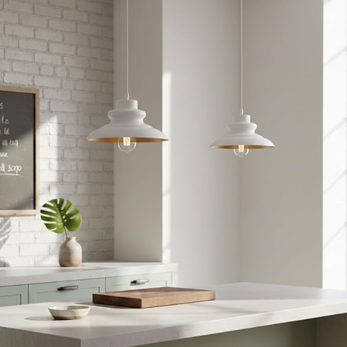 Pendant Light Fixture, Hanging Light for Kitchen Island Dining Room Bedroom Foyer, E26 Base Metal 1-Light Ceiling Lamp