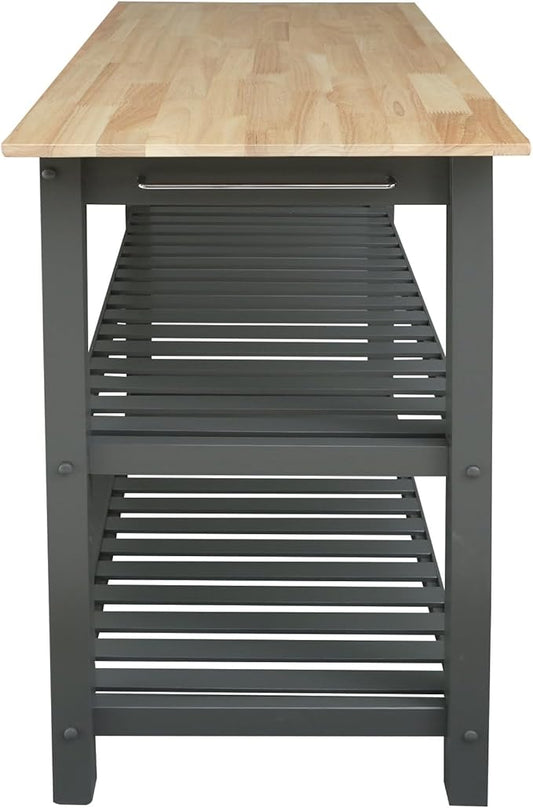 Casual Home Kitchen Island with Solid American Hardwood Top, Slate Gray, 40" W (373-932)