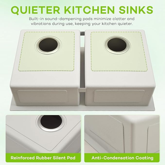 Kitsitchen 31 Inch Double Bowl Undermount Kitchen Sink,16 Gauge T-304S Stainless Steel Kitchen Sink with Drain Strainers & Grids,31" x 18" x 9" Large and Deep Kitchen Sinks,50/50 Design