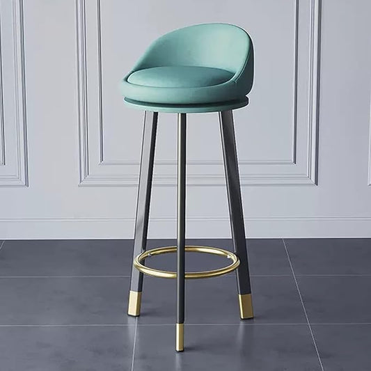 Set of 2 Counter Height s with Backs, Faux Leather Upholstered Chairs for Kitchens Island, Coffee, Home Dinning,Blue-Seat Height 60cm