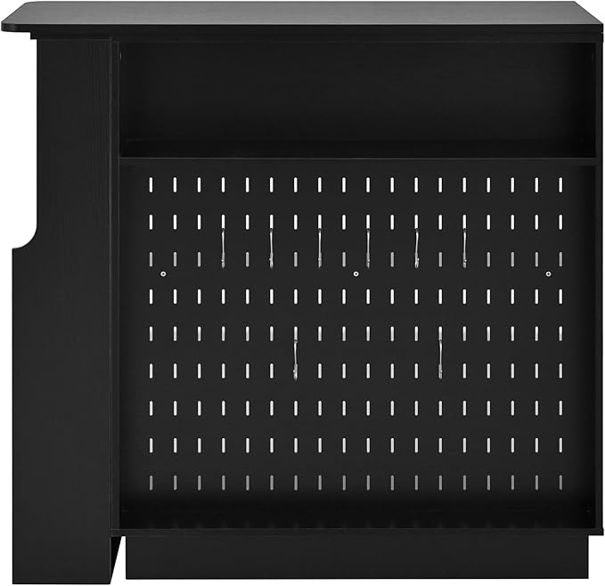 Modern Expandable Dining Table with Open Storage Shelf, Kitchen Island with Sliding Doors, Buffet Cabinet with Aluminum Alloy Handles (Black)