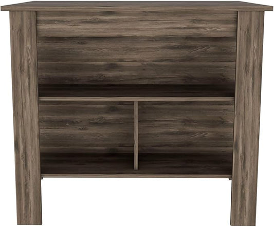 GOWE Depot E-Shop Delos Kitchen Island, Four Legs, Three Shelves, Dark Brown