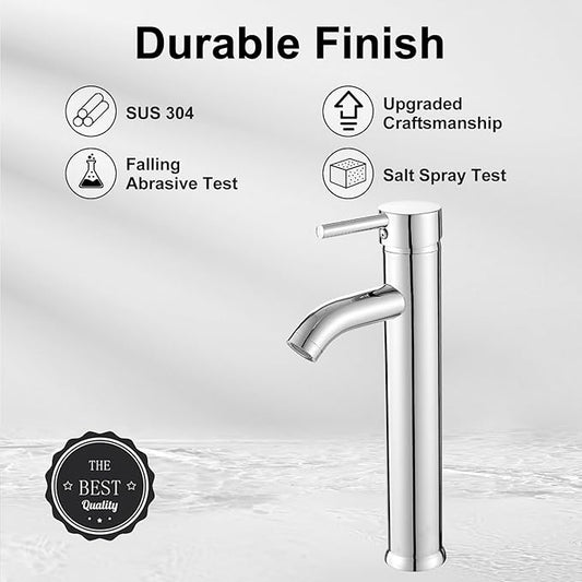 VOTON Vessel Sink Faucet Chrome Modern Tall Bathroom Faucets Single Handle One Hole Rv Vanity Lavatory Bathroom Sink Faucet