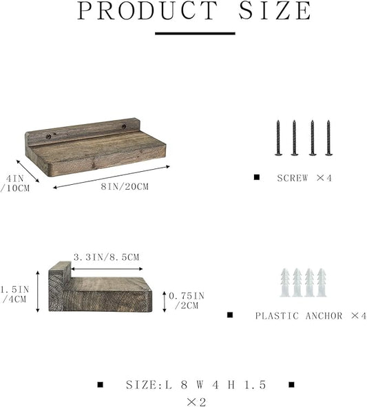 Freezing point Small Floating Shelves for Wall Set of 2 Natural Wood 8×4Inch Wall Shelf Mini Corner Shelf Decor Plant Display Mounted Kitchen Bathroom Bedroom Decorative Storage Tiny Stand
