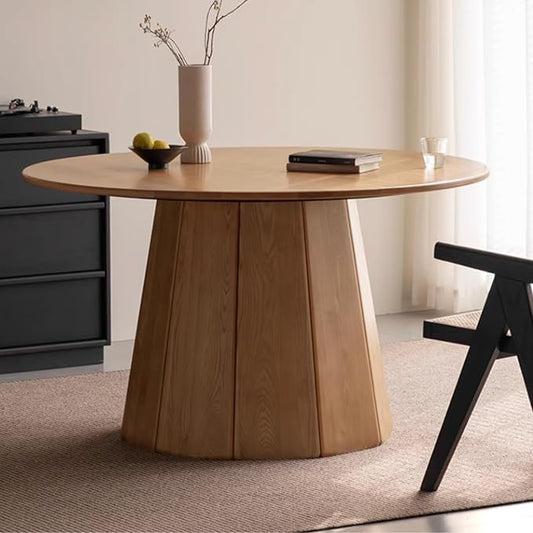 GVAwood Ash Solid Wood Round Dining Table. 59.1x59.1x29.5 inch / 150x150x75 cm/Natural Wood Color / 1.5-Meter Dining Table