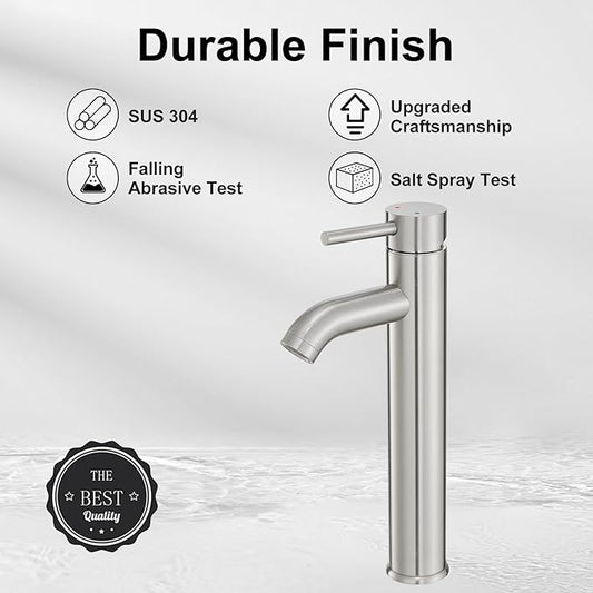 VOTON Vessel Sink Faucet Chrome Modern Tall Bathroom Faucets Single Handle One Hole Rv Vanity Lavatory Bathroom Sink Faucet