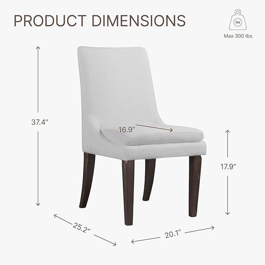 KISLOT Upholstered Dining Chairs Modern Sidechair Performance Fabric High Back Armlesschair for Diningroom Kitchen,White,Set of 2(1 Box)