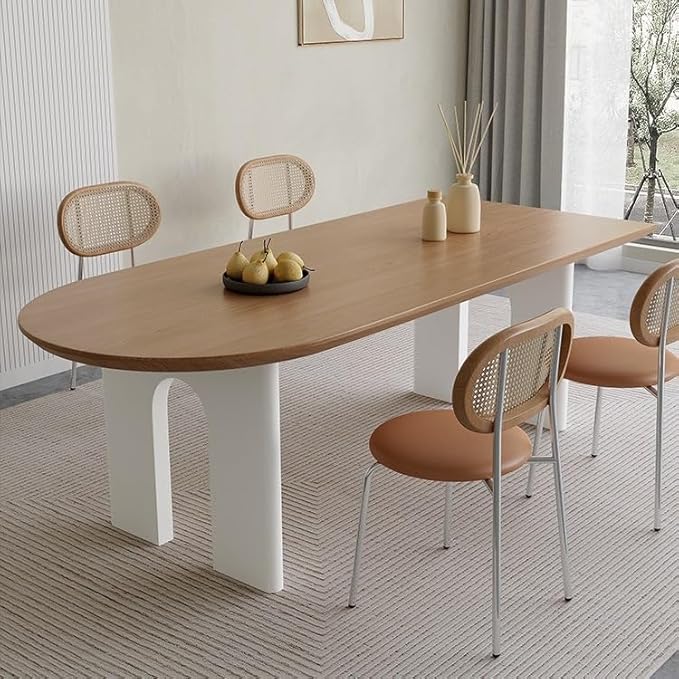 Dinning Table Solid Wood Island Table Restaurant Dining Table Rectangular Wall-Mounted Oval Home Desk Large Plate Dining Table Kitchen Dining Table(180cm)