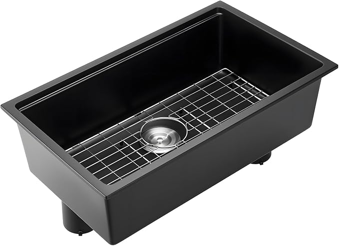 VEVOR 33 inch Kitchen Sink Workstation, Top Mount Granite Sinks, Drop-In Single Bowl Farmhouse Basin with Multiple Accessories, Household Dishwasher Sinks (18"D x 30"W x 9"H)