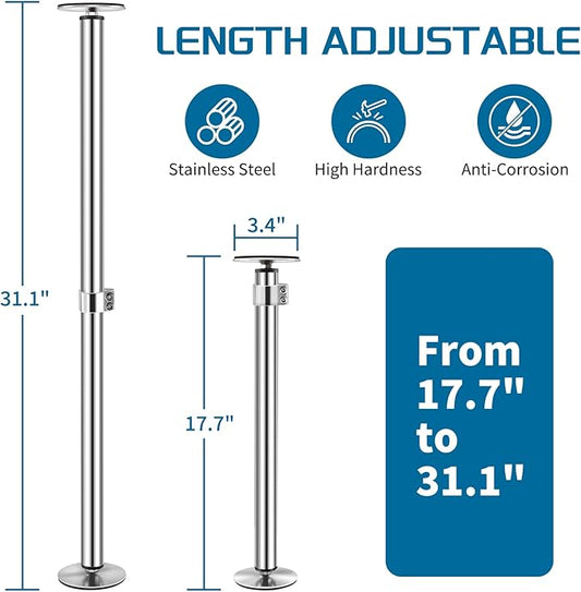 Snowtaros Undermount Sink Brackets, Stainless Steel Undermount Sink Support, 17.7“-31.1" Adjustable Support Pole, Undermount Sink Repair Kit for Kitchen, Bathroom (2 Pack)