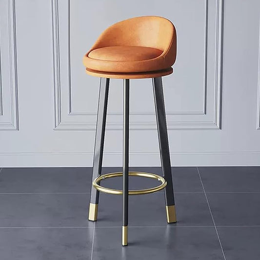Set of 2 Counter Height s with Backs, Faux Leather Upholstered Chairs for Kitchens Island, Coffee, Home Dinning,Orange-Seat Height 60cm