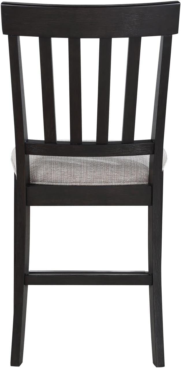 Steve Silver Halle Counter Chair w/Built-in Footrest, Set of 2 Counter Chairs, Schoolhouse Back, Upholstered Seat, Solid Wood Legs, Schoolhouse Styling, Ebony Finish, 20" L x 23.5" W x 42" H, Brown
