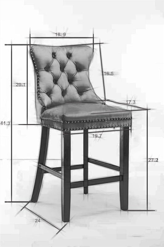 Bar Chairs Set of 2, Counter Height Chairs Decoration Leisure Style Counter Bar Stools Home Kitchen Island Wooden Leg Bar Chairs, Counter Chairs for Dining Room, Kitchen Island (Light Blue)