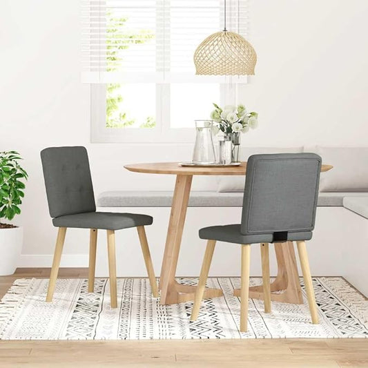 Dark Gray Fabric Dining Chairs Set of 2 Modern Farmhouse Kitchen Chairs with Thick Foam Seat, Sturdy Metal & Wood Frame for Dining Room, Living Room, Bedroom
