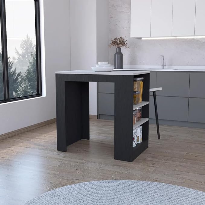GOWE Kitchen Island with Storage Base in Wenge and Ibiza Marble