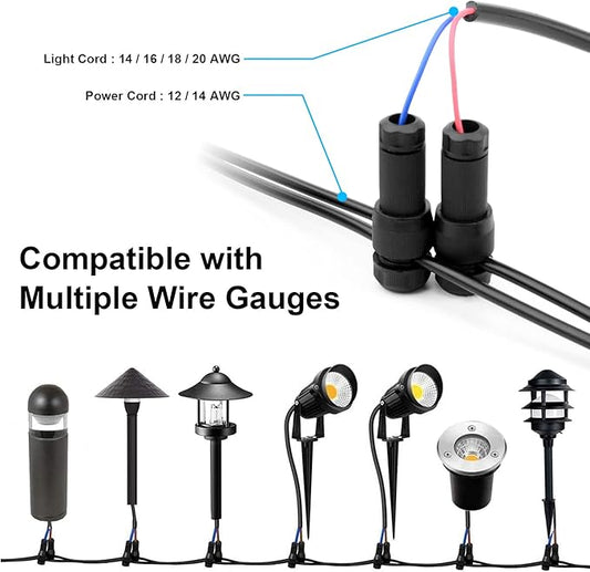 50 Pack Low Voltage Landscape Light Wire Connector Outdoor 14-20 Gauge Cable Connectors for Landscape Path Lights Work with Malibu Paradise Moonrays and More