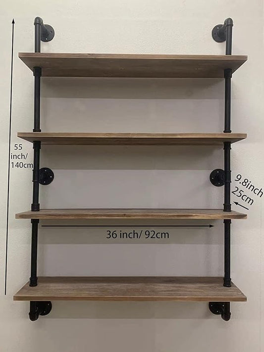 HDDFER Pipe Shelves Industrial Pipe Shelving Shelves Real Wood Industrial Floating Pipe Shelves with Wood Planks 36 inch Wall Shelves Rustic Hanging Bookshelf Farmhouse Kitchen Bar Shelving
