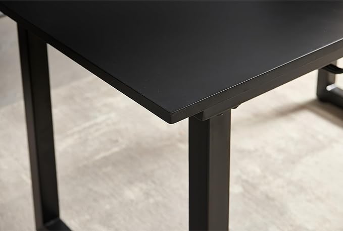 55''- 71'' Extendable Dining Room Table, Expandable Dining Table with Metal Leg, Modern Mid Century Large Table, for 2-6 Person, Black
