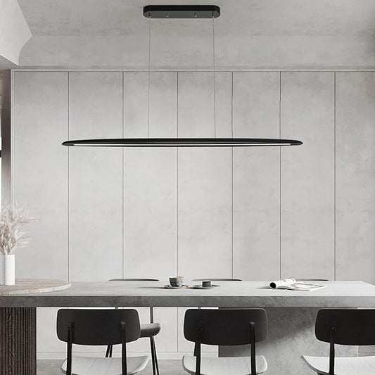 YISDESIGN 39" Wood LED Linear Pendant Light Black Linear Pendant Dinning Room Hanging Lights LED Dimmable Chandeliers 24w for Dining Room Pool Table Lights Kitchen Island Light Black