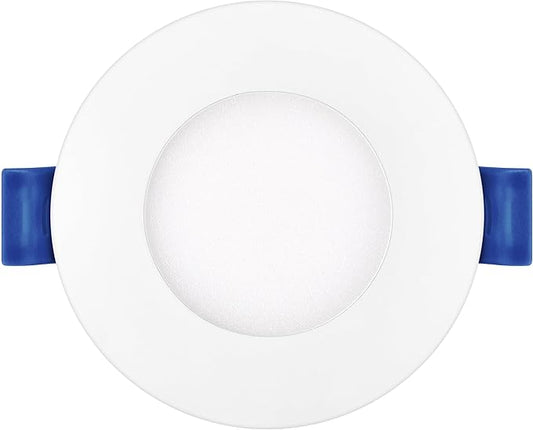Maxxima 3 in. 5 CCT Ultra Thin Recessed LED Downlight, 500 Lumens, Slim Canless Light, IC Rated, 5 Color Temperature Selectable 2700K/3000K/3500K/4000K/5000K, Dimmable, White Trim, J-Box Included