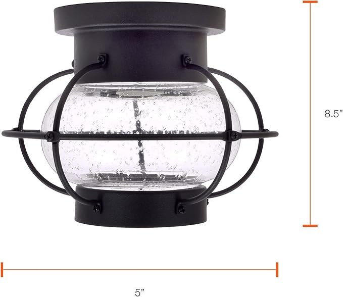 Sylvania Vintage Essex Cage Light Fixture, Semi-Flush Mount with 1 60W LED Dimmable Bulb Included, Dimmable (75515), Antique Black
