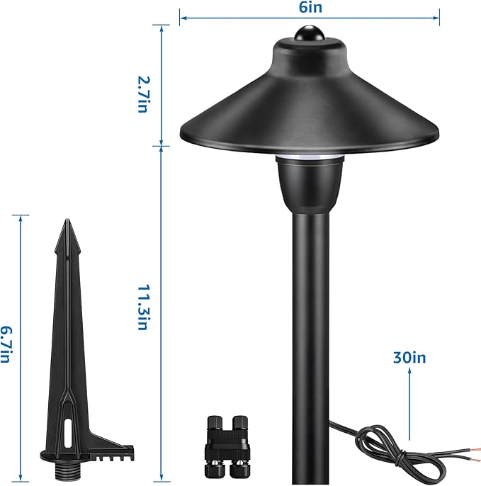 SUNVIE Low Voltage Pathway Lights 12V LED Landscape Path Lights 3000K Outdoor Waterproof Landscape Lighting 3W Aluminum Low Voltage Landscape Lights for Walkway Yard Garden ETL Listed Cord, 4 Pack