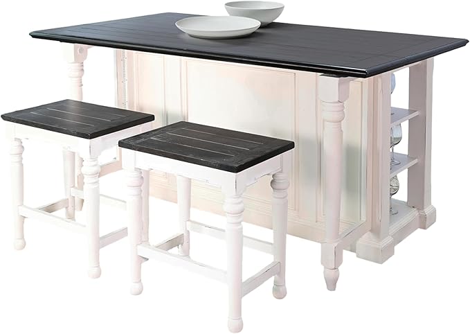 Sunny Designs Carriage House Kitchen Island Set with 13" Drop Leaf