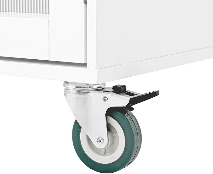 GOWE Mobile Kitchen Island Storage Trolley Cart on Wheels with Dropleaf Top, Towel/Spice Rack,2 Drawers, 2-Door Cabinet, White