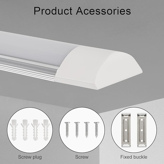 8-Pack 2FT LED Batten, Close to Ceiling Light fixtures, 20W, Ultra-Thin Day Light, 4000K, IP20, LED Ceiling Light for Garage, Stores, Warehouse, Office, Corridor, supermarkets, etc.