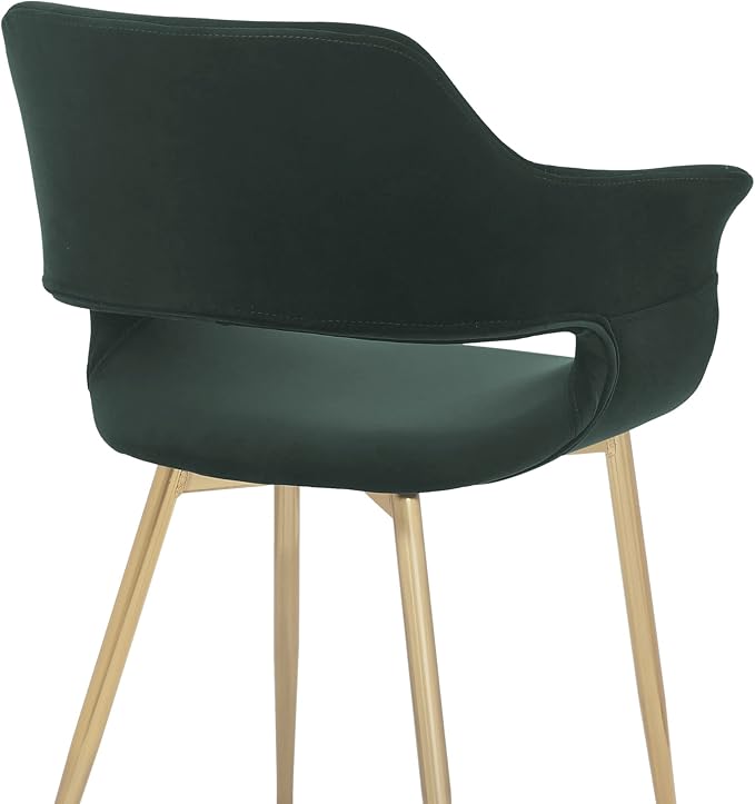 Armen Living Gigi Green Velvet Dining Room Chair with Gold Metal Legs - Set of 2