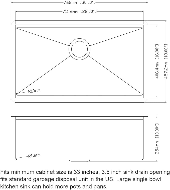 30 inch Gold Stainless Steel Undermount Kitchen Sink - CELAENO 30x18x10 Handmade 16 Gauge Single Bowl Workstation Sink, 10 Inch Deep Kitchen Sink is Equipped with Various Accessories