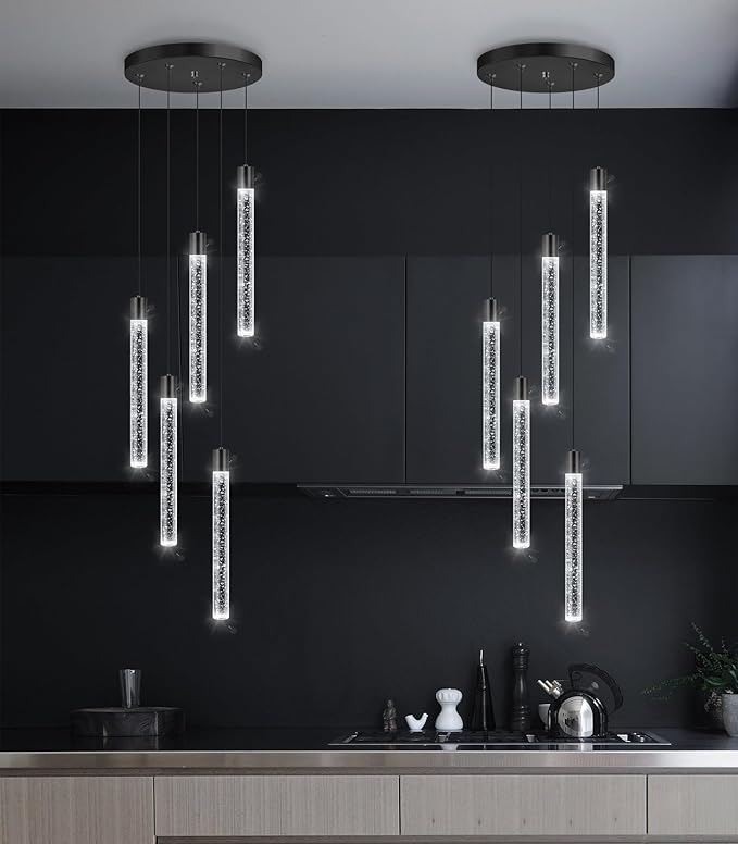 Modern Crystal Chandelier for Dining Room LED Dimmable Pendant Lights Kitchen Island Lighting Ceiling Hanging