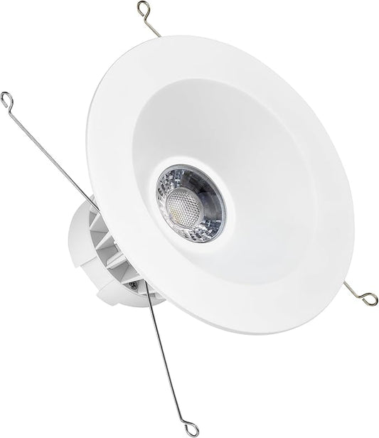 Maxxima 5 in. & 6 in. Retrofit Recessed Anti-Glare LED Downlight, 1300 Lumens, 5 Color Temperature Selectable 2700K/3000K/3500K/4000K/5000K, Dimmable, E-26 Quick Connect Adapter, 90 CRI, White Trim