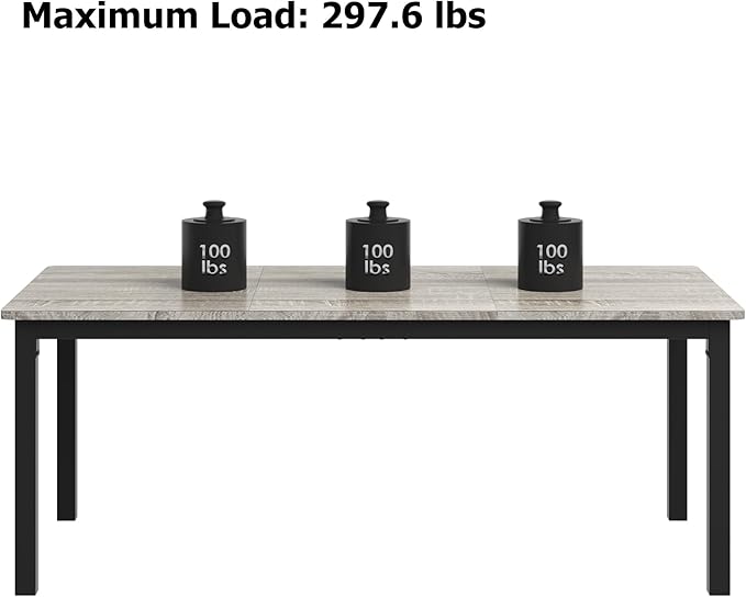 Garvee 79 in Dining Table for 6, Farmhouse Wooden Kitchen Tables for Family, Rectangular Industrial Style Dining Room Table with Sturdy Metal Frame, Long Desk for Restaurant, Kitchen, Office,Grey