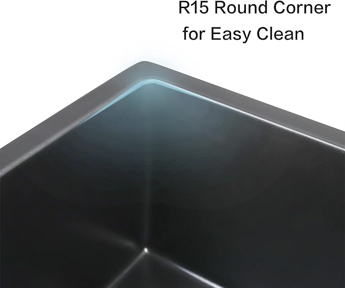 Black Bar Sink Undermount,16 X 18 inch Small Composite Bar Sink,Granite Kitchen & Bar Sinks (Black, 16" X 18")