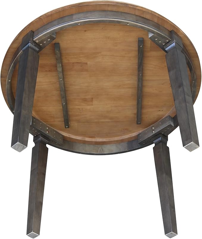 IC INTERNATIONAL CONCEPTS 44 x 44 in Round Top Solid Wood Dining Table in Hickory/Washed Coal