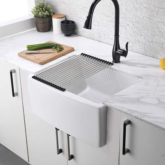 24 Inch Undermount Laundry Sink-Hovheir 24x19 White Farmhouse Sink Undermount Utility Sinks Fireclay Single Bowl Deep Laundry Room Sinks with Bottom Grid