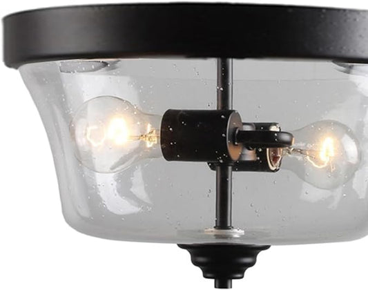 Minka Lavery 4927-66A Shyloh Flush Mount, 2-Light, 120 Total Watts, 13.75-in H x 7.75-in W, Coal Black