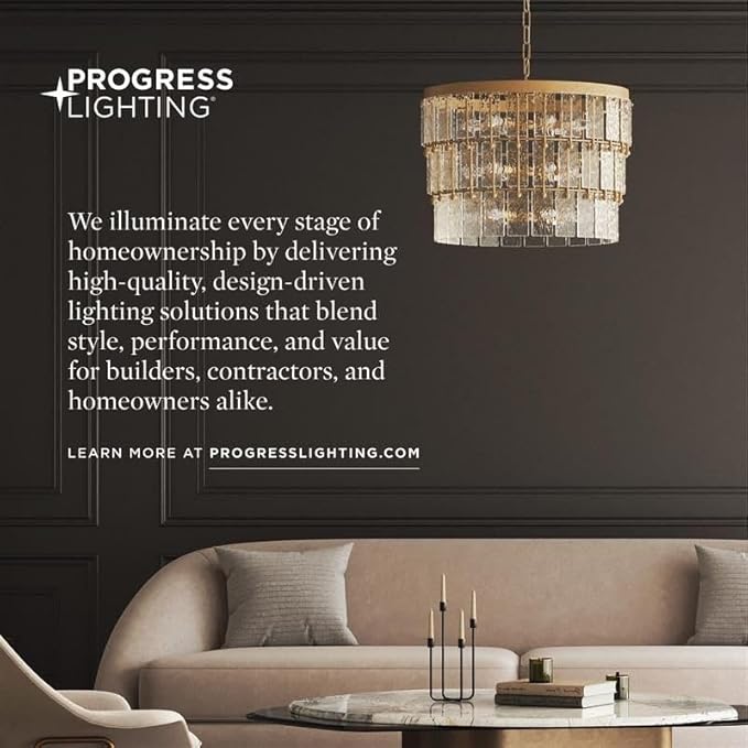 Progress Lighting Briarwood Collection 5-Light Dining Room Light Fixture, Farmhouse Style Modern Chandelier for Kitchen and Dining Room, 38" by 9", Black