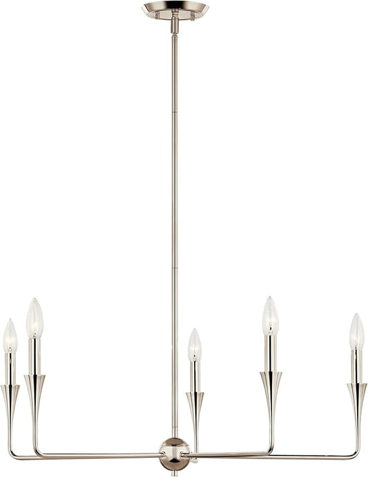 Kichler Alvaro 5-Light Chandelier, Soft Modern Light in Polished Nickel, for Dining Room, Office or Bedroom (19.25" x 30.25"), 52689PN