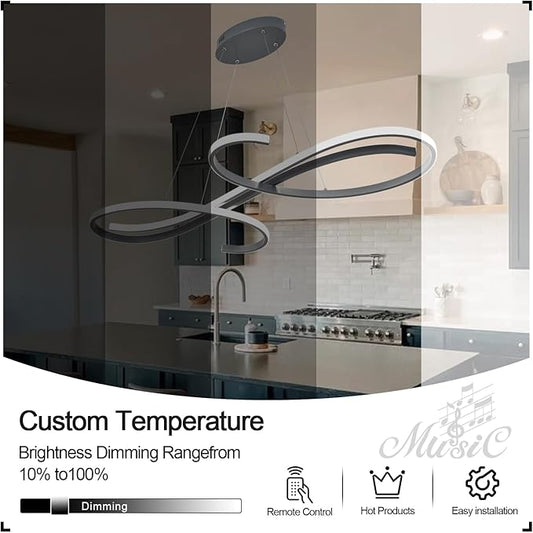 Modern Led Pendant Light,Dimmable Led Pendant Lights Kitchen Island Lighting Color Temperature 3000K-4000K-5000K Creative Design Kitchen Light Fixture Adjustable Hanging Lamps