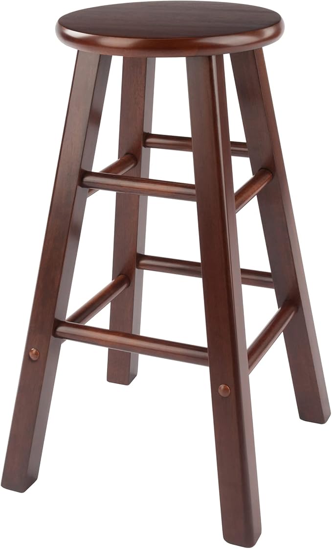 Winsome Element 2-Piece Counter Stool Set, 24" in Walnut, Classic Backless Bar Chairs for Kitchen & Dining Room Seating, Timeless Essential Furniture for Home, Dorm, Apartments