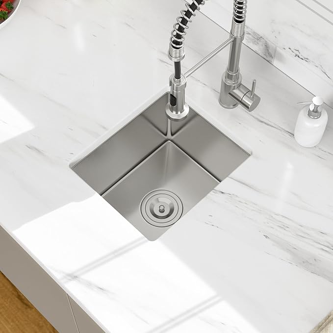13 Inch Undermount Sink - Beslend 13”x15”x9” Undermount Stainless Steel Kitchen Sink 16 Gauge Single Bowl Kitchen Sink 9 Inch Deep BarPrep Sink Basin, 13Inx15Inx9In