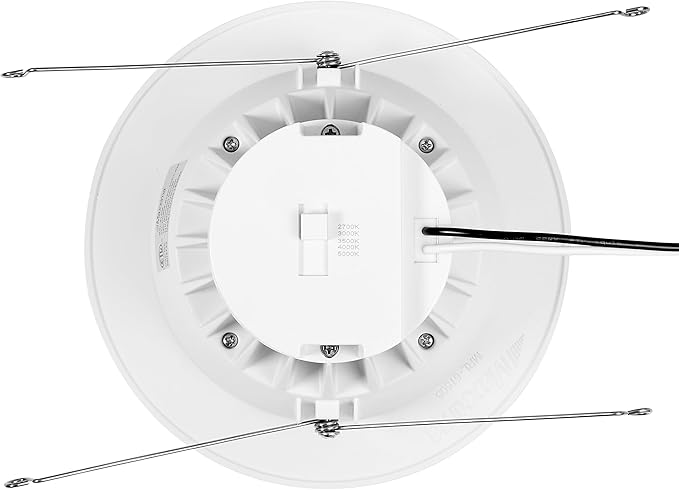 Maxxima 5 in. & 6 in. Retrofit Recessed Anti-Glare LED Downlight, 1300 Lumens, 5 Color Temperature Selectable 2700K/3000K/3500K/4000K/5000K, Dimmable, E-26 Quick Connect Adapter, 90 CRI, White Trim