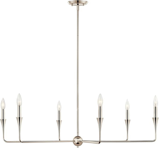 Kichler Alvaro 6-Light Chandelier, Soft Modern Light in Polished Nickel, for Dining or Living Room, Office or Bedroom (19.25" x 40.25"), 52690PN