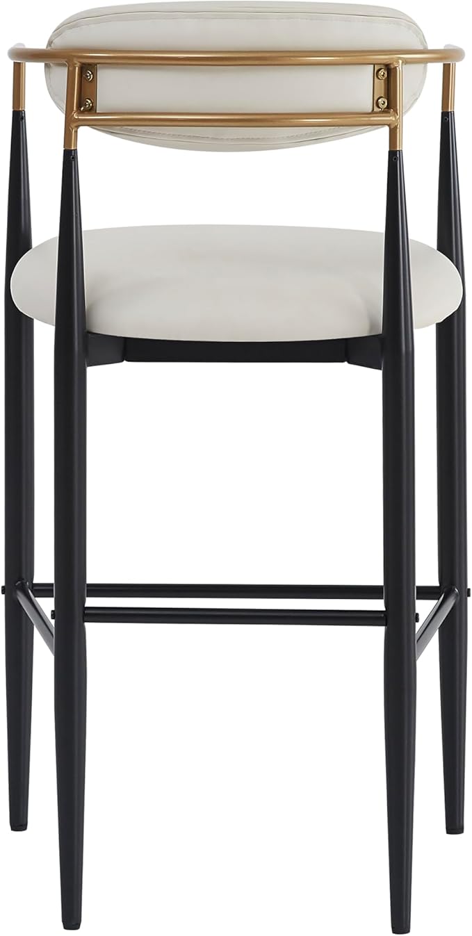 Gecheer Bar Stools Set of 2, 29.75" Height for Kitchen Island, Beige PU Leather Seat with Black Iron Frame, 260 lbs Capacity for Indoor Living Rooms, Dining Rooms LYK-N779P248198P